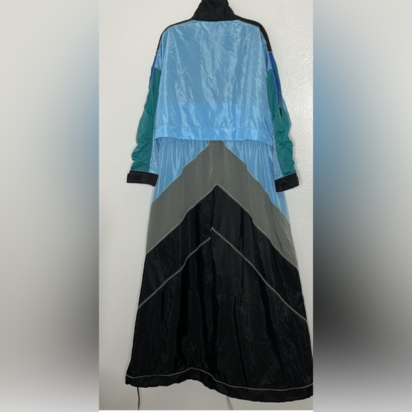 Onitsuka Tiger Blue Color Block Trench Coat Windbreaker Sample HARD TO FIND - Picture 5 of 11